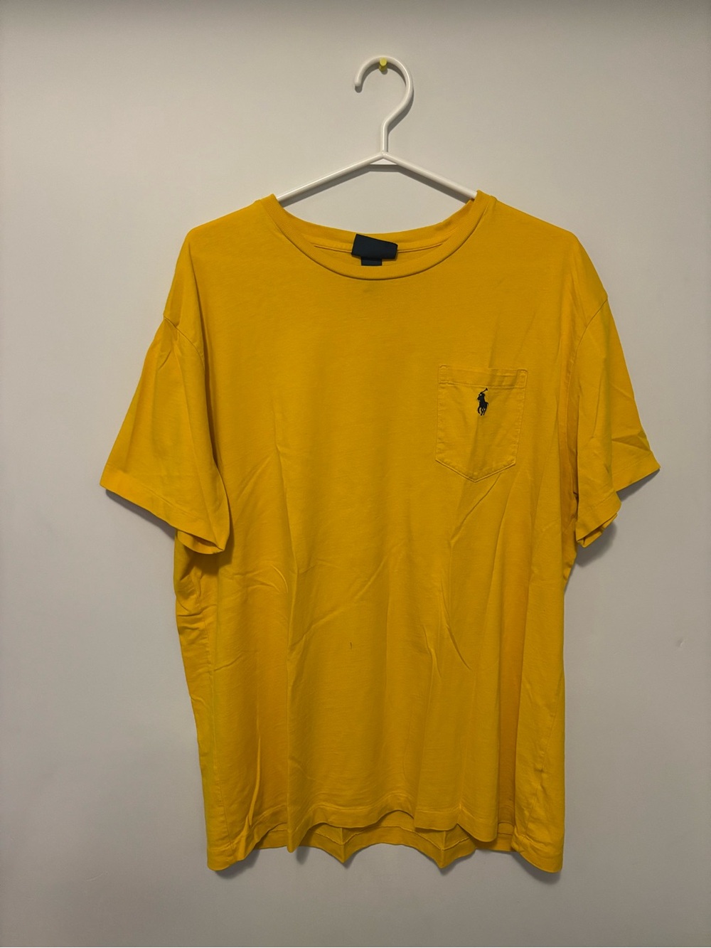 Vintage Single Stitch Polo Ralph Lauren Men's Yellow Pocket T‑Shirt